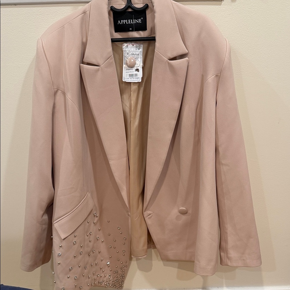 Women's Tan Blazer with Embellishments